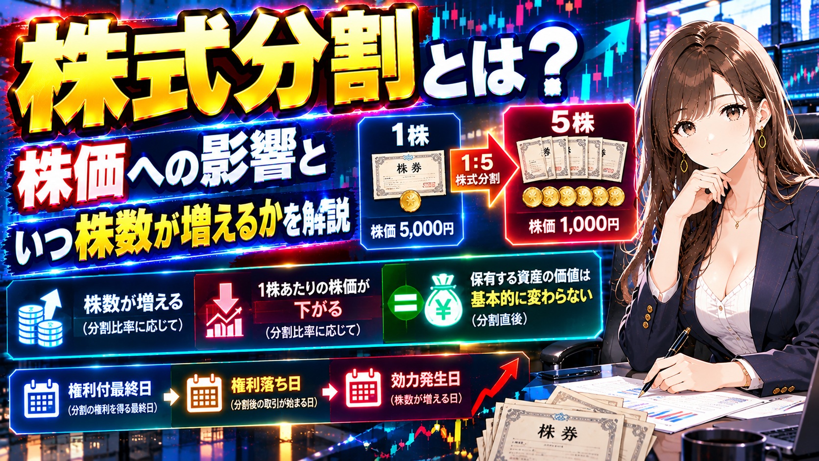 株式分割とは？株価への影響といつ株数が増えるかを解説