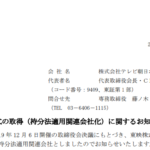 テレビ朝日ホールディングス｜株式の取得（持分法適用関連会社化）に関するお知らせ