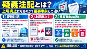 疑義注記とは?上場廃止になるのかと重要事象との違い