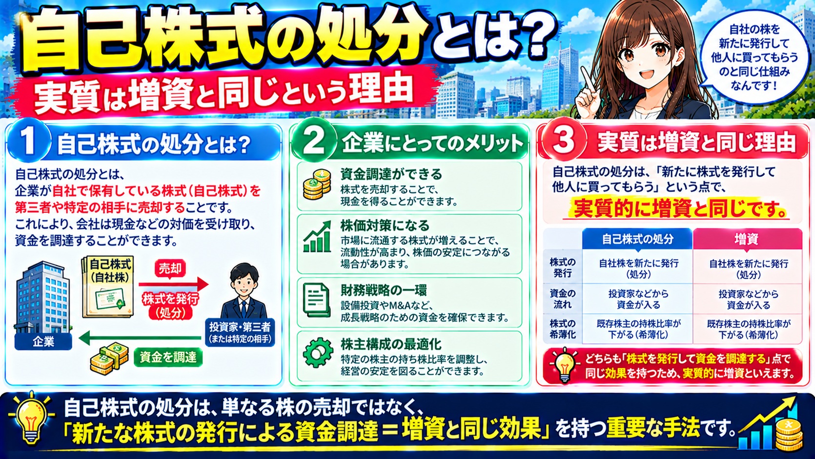 自己株式の処分とは?実質は増資と同じという理由