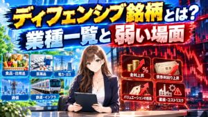 ディフェンシブ銘柄とは?業種一覧と弱い場面