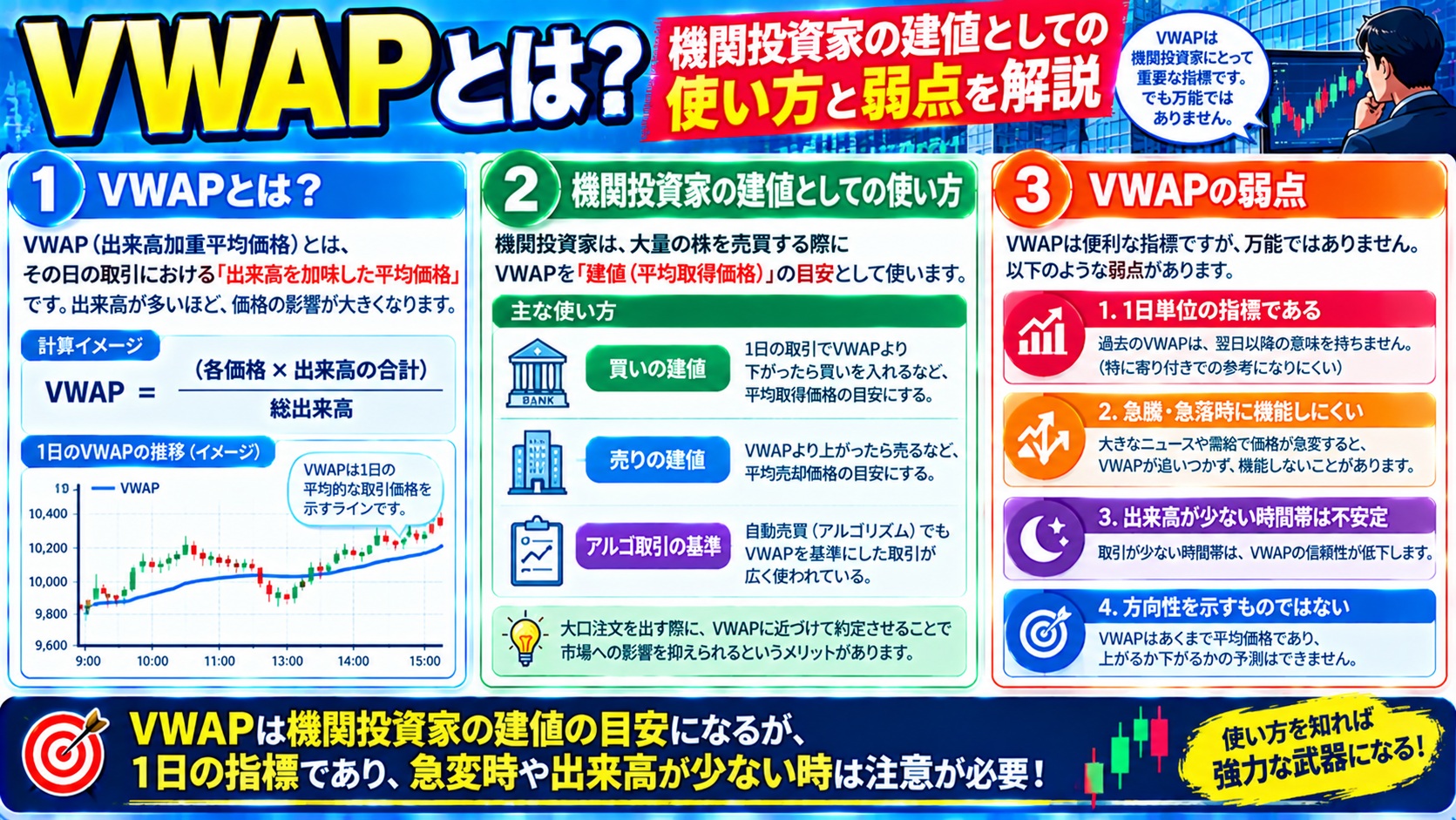 VWAPとは？機関投資家の建値としての使い方と弱点