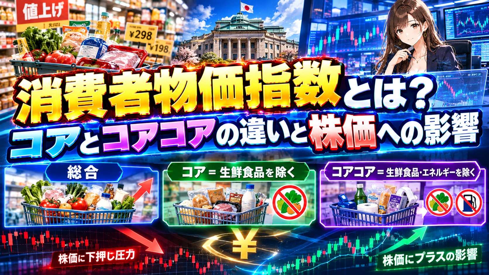 消費者物価指数とは?コアとコアコアの違いと株価への影響