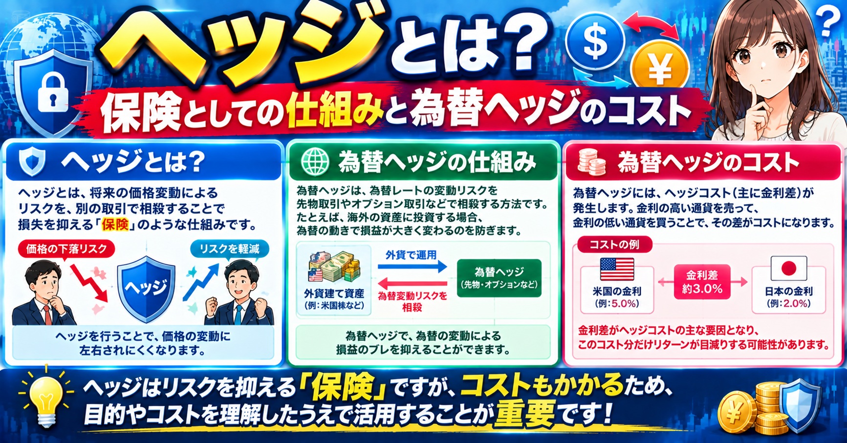 ヘッジとは？保険としての仕組みと為替ヘッジのコスト