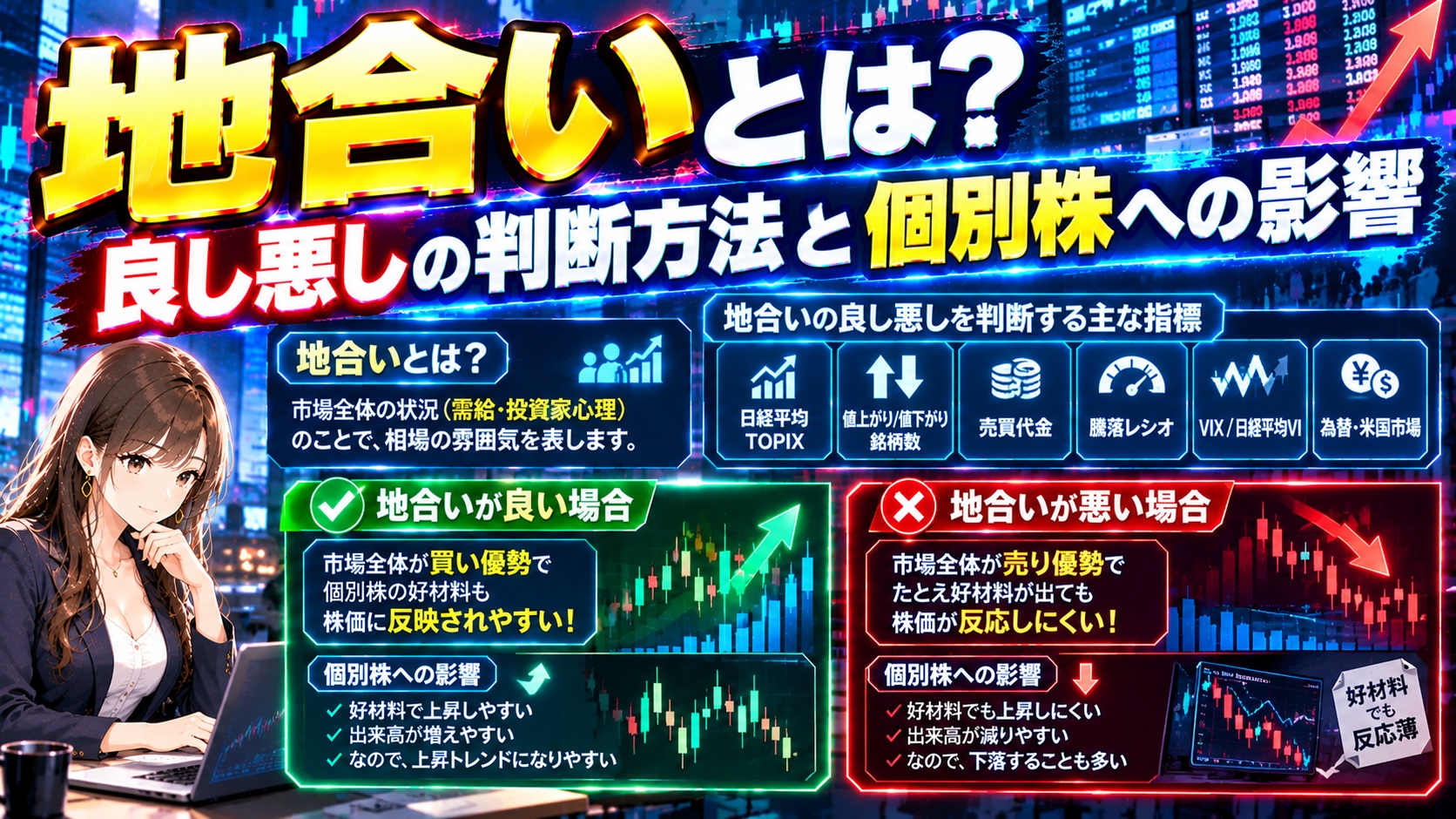 地合いとは?良し悪しの判断方法と個別株への影響