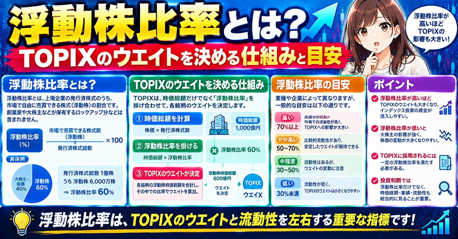 浮動株比率とは？TOPIXのウエイトを決める仕組みと目安