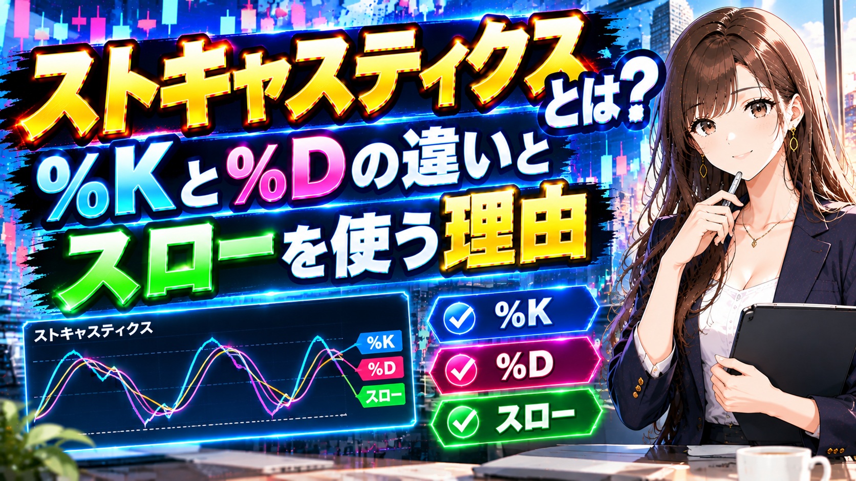 ストキャスティクスとは?%Kと%Dの違いとスローを使う理由