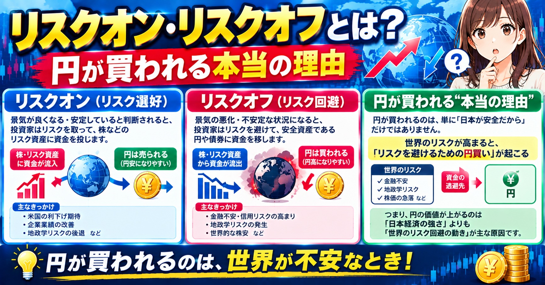 リスクオン・リスクオフとは?円が買われる本当の理由