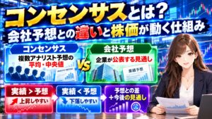 コンセンサスとは?会社予想との違いと株価が動く仕組み