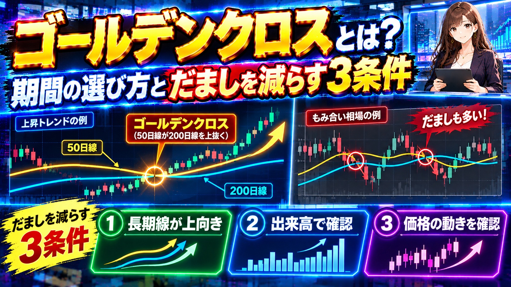 ゴールデンクロスとは?期間の選び方とだましを減らす3条件