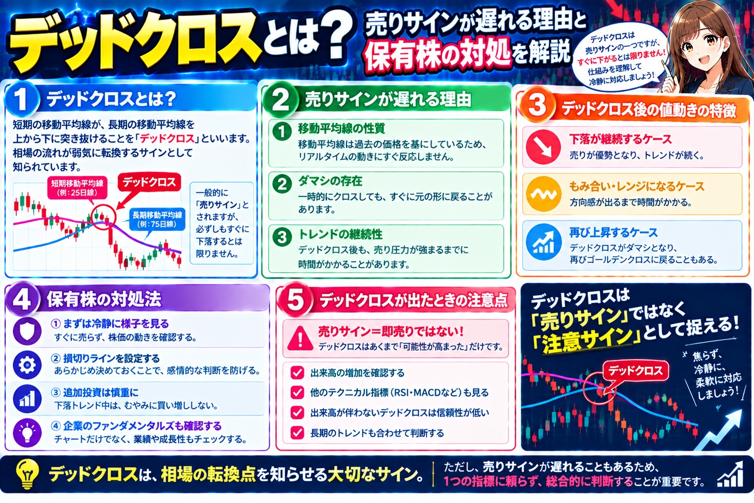 デッドクロスとは？売りサインが遅れる理由と保有株の対処