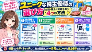 ユニークな株主優待の選び方|新設・廃止の発表を追う4つの方法