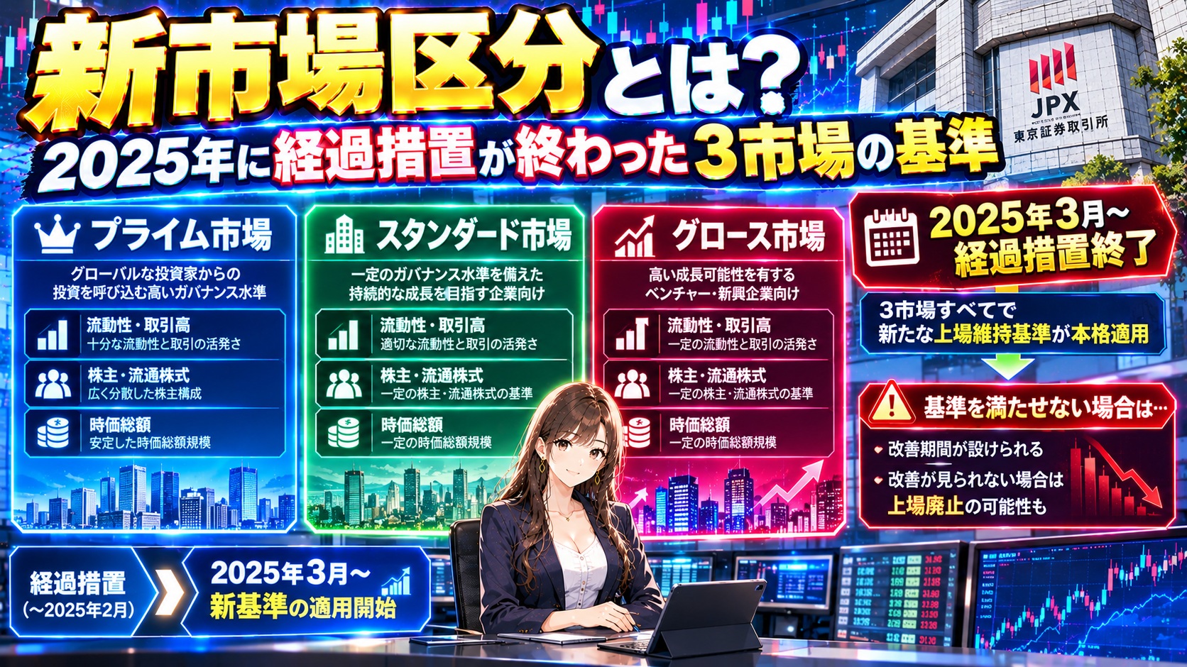 新市場区分とは？2025年に経過措置が終わった3市場の基準