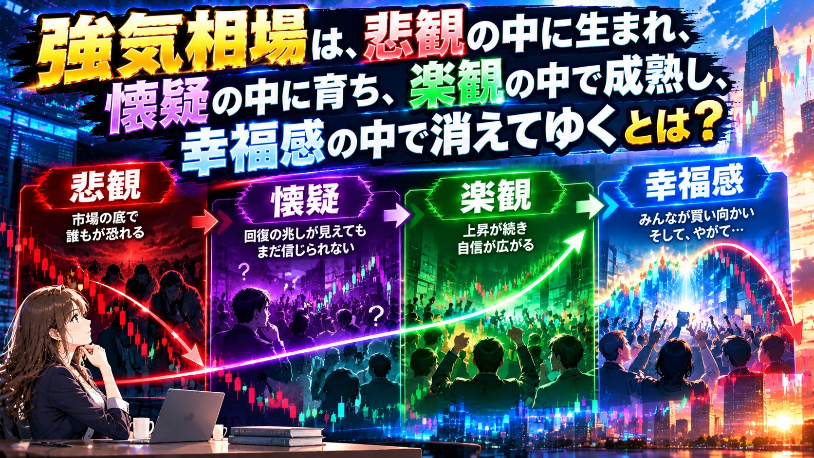 強気相場は、悲観の中に生まれ、懐疑の中に育ち、楽観の中で成熟し、幸福感の中で消えてゆくとは？