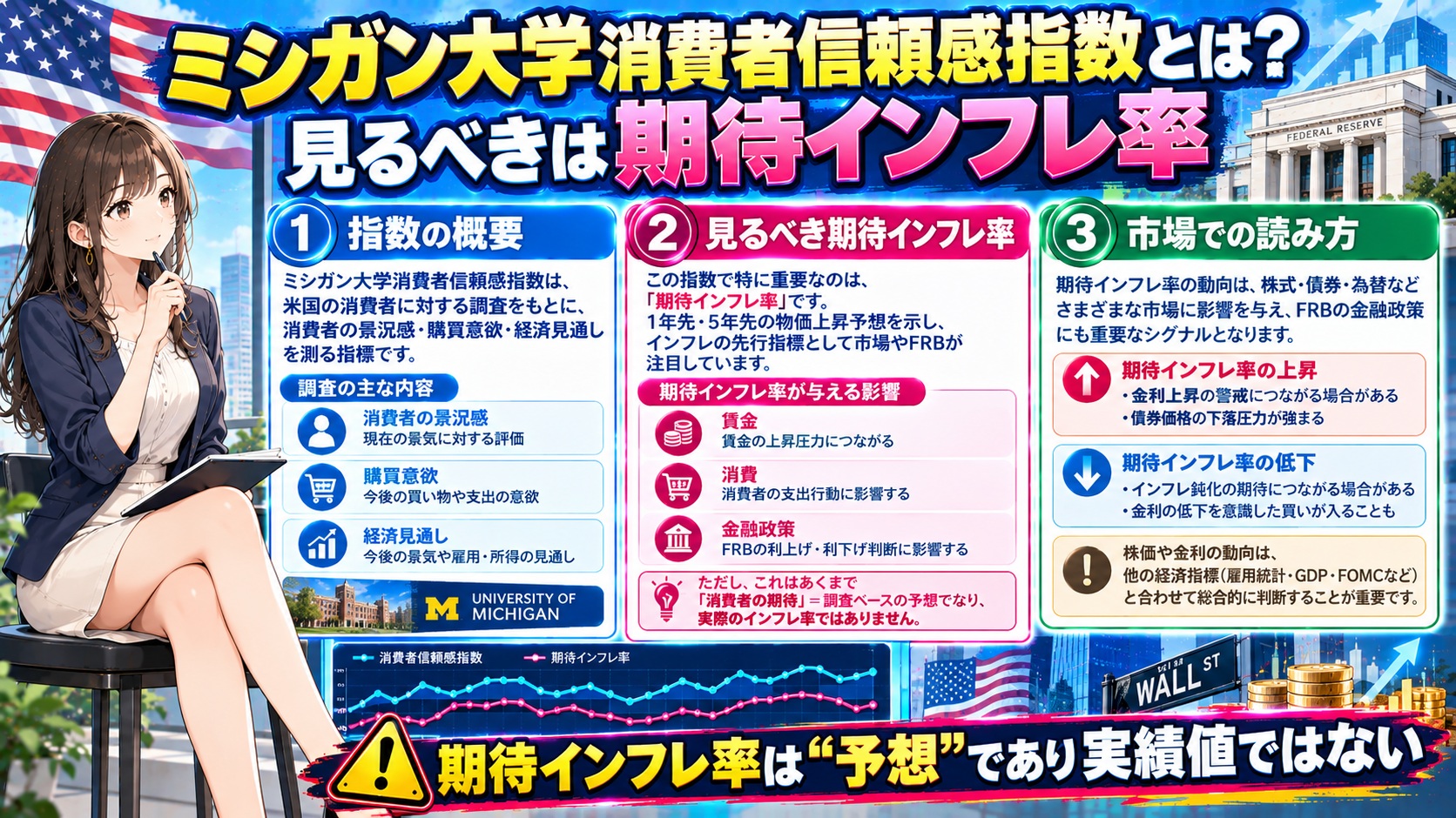ミシガン大学消費者信頼感指数とは？見るべきは期待インフレ率