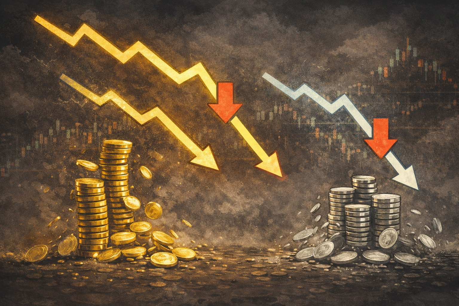 金・銀の急落イメージ