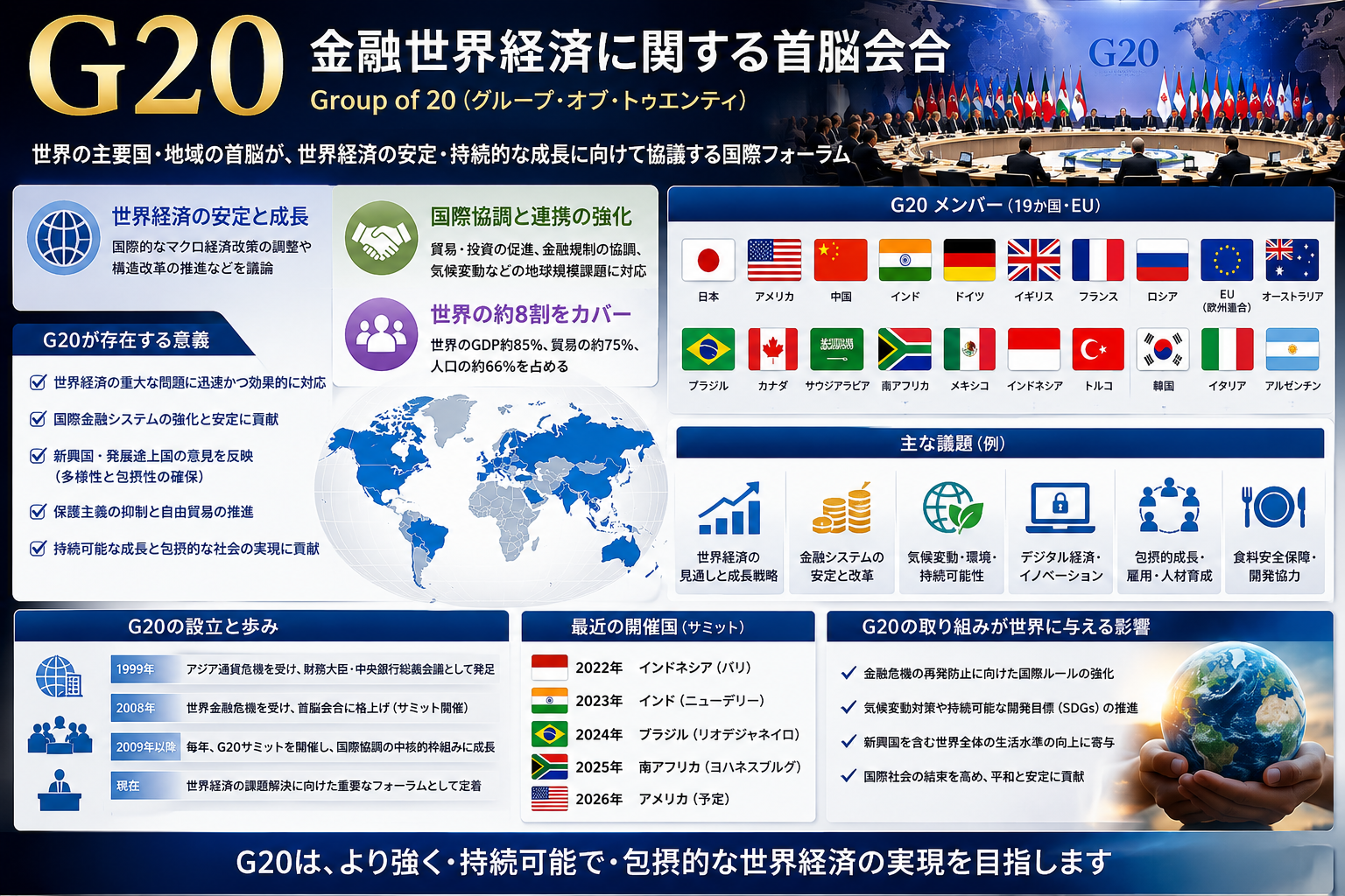 G20が株価に及ぼす影響｜20回の実測で勝率65％も実際の結果は