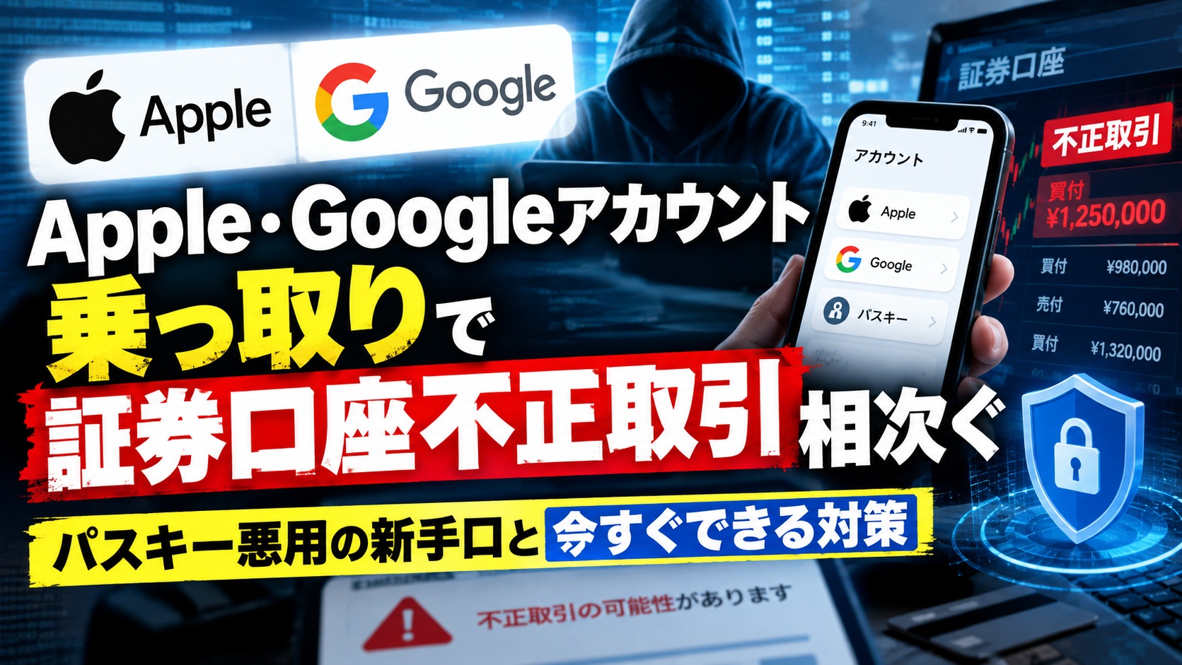 Apple・Googleアカウント乗っ取りで証券口座不正取引相次ぐ|パスキー悪用の新手口と今すぐできる対策