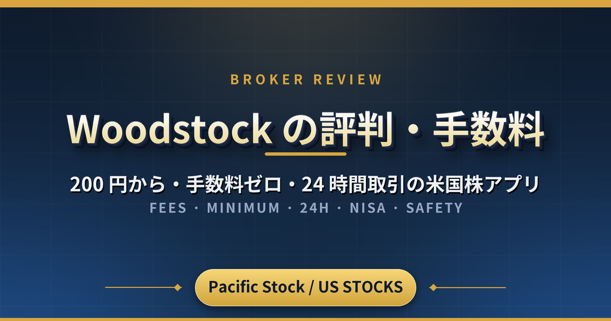 Woodstock(ウッドストック)の評判・手数料は?200 円から手数料ゼロで米国株を 24 時間取引できるアプリを検証【NISA 非対応のデメリットも】