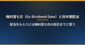 米国株の権利落ち日(Ex-Dividend Date)とは?配当をもらうにはいつまでに買えばいいか、四半期配当の 4 つの日付と受け取りまでの流れ