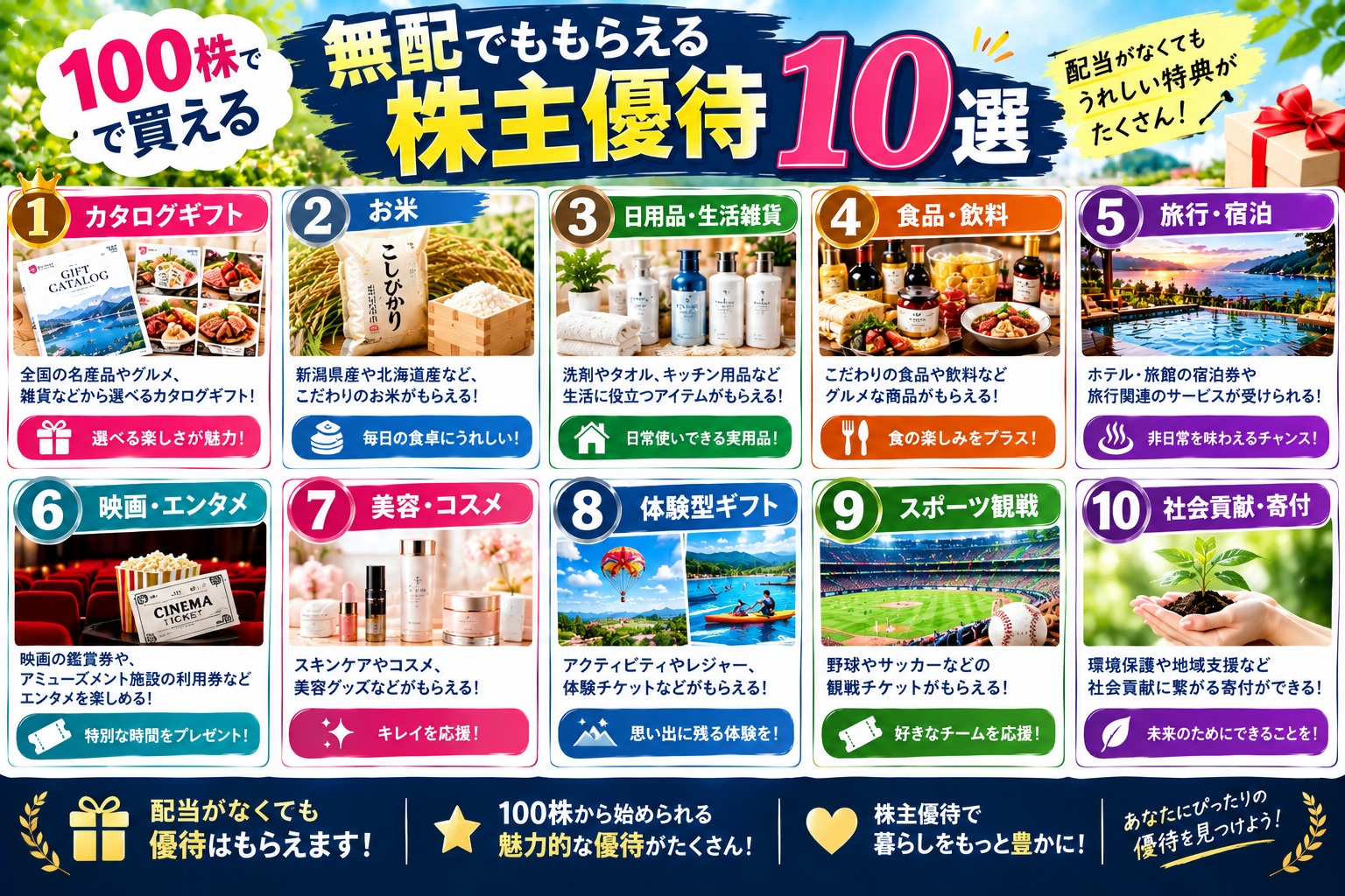 無配でも株主優待がもらえる企業10選|100株の実質利回りランキング2026年版