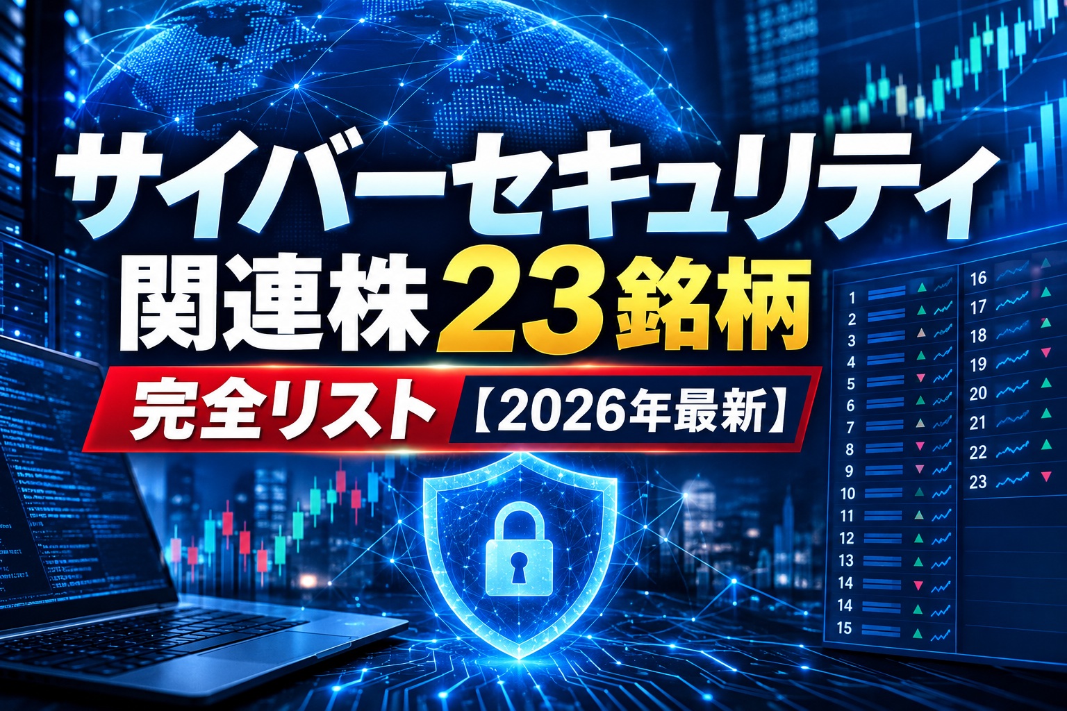 サイバーセキュリティ関連株23銘柄完全リスト【2026年最新】