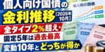 個人向け国債の金利推移【2026年10月】全タイプ2％超え・固定5年は過去最高｜変動10年とどっちが得か